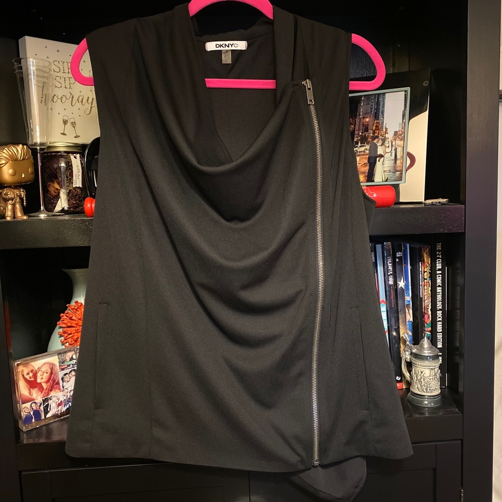 Black Zipper Vest by DKNYC, Size M